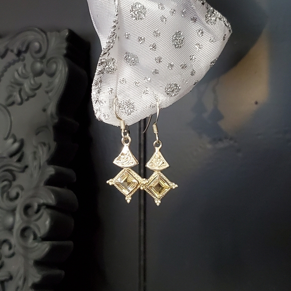 Sterling Silver Citrine Earrings Vintage - Picture 7 of 16